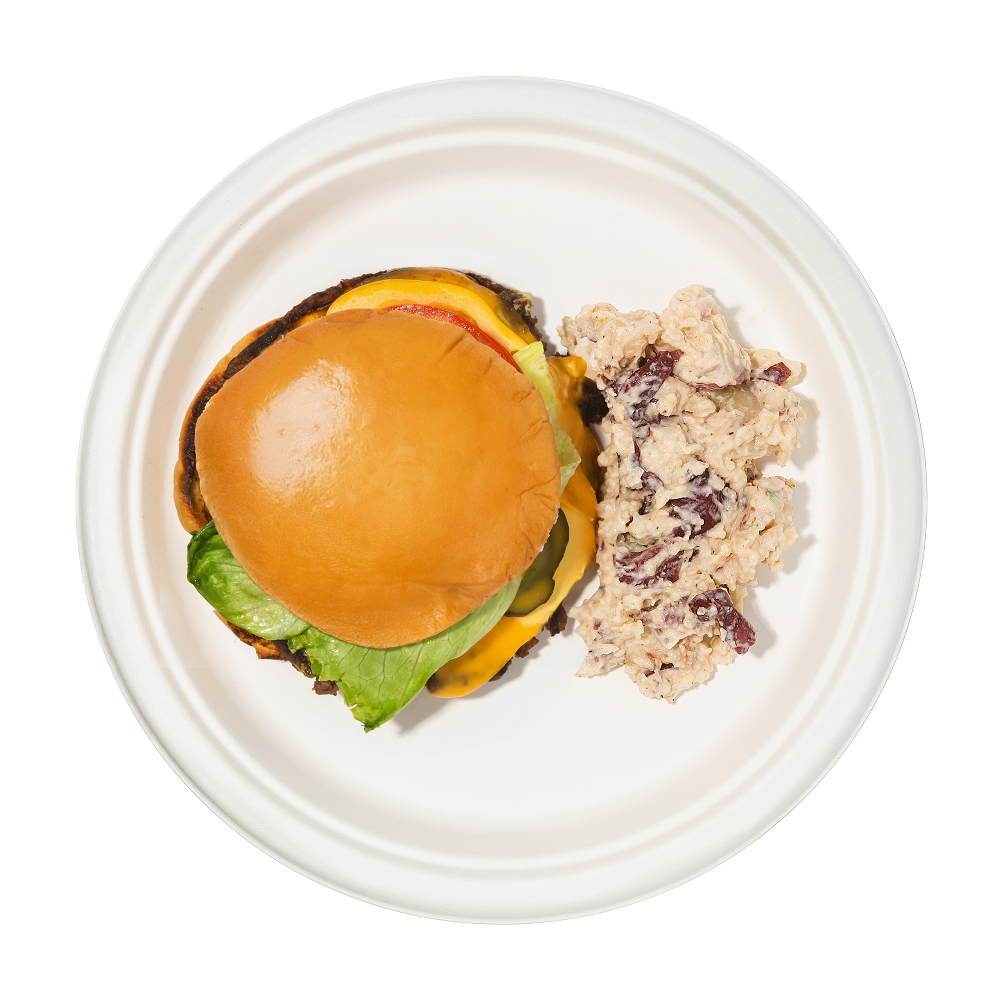 Dinner plate lifestyle - Cheeseburger and coleslaw