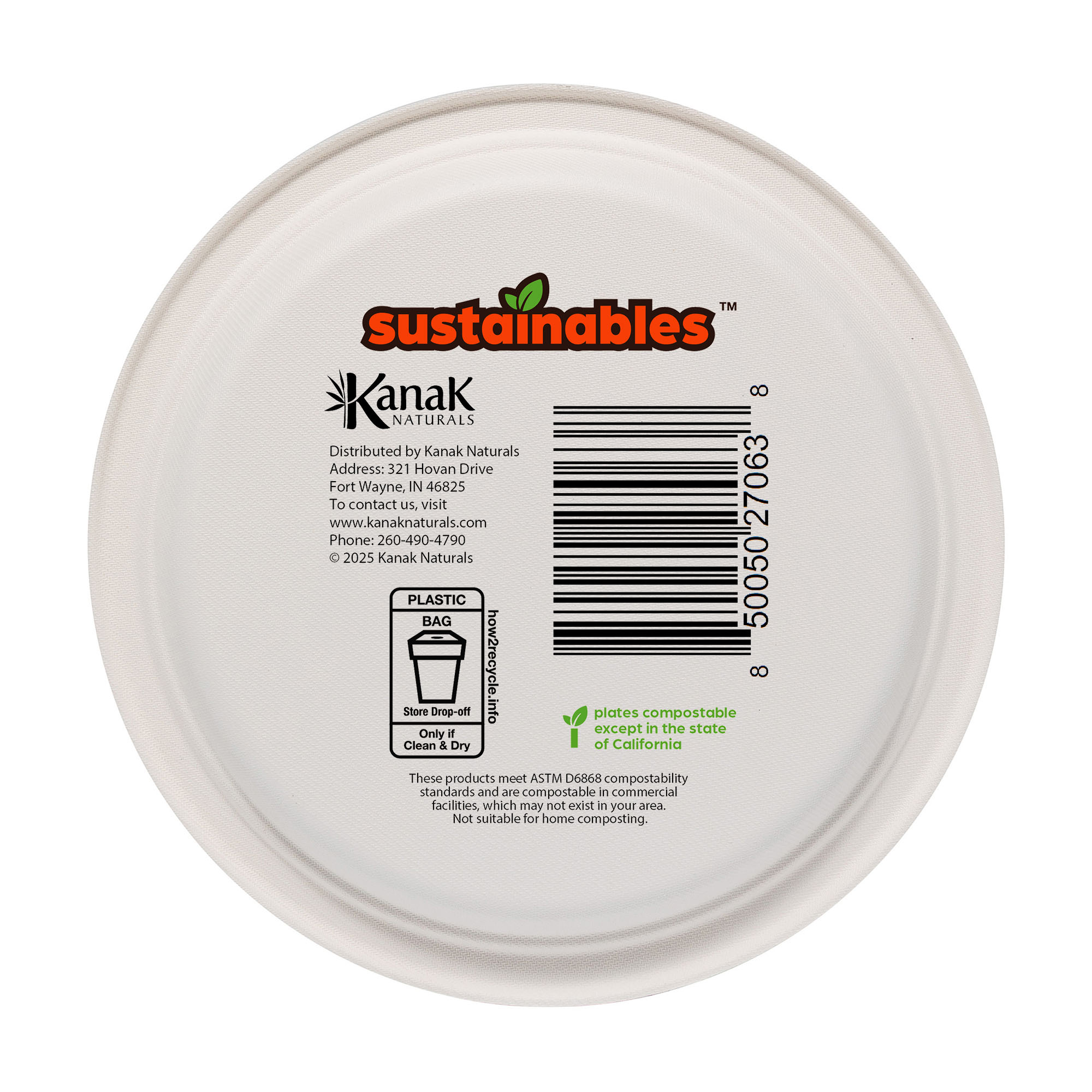 Dinner plate back label - Certifications and info